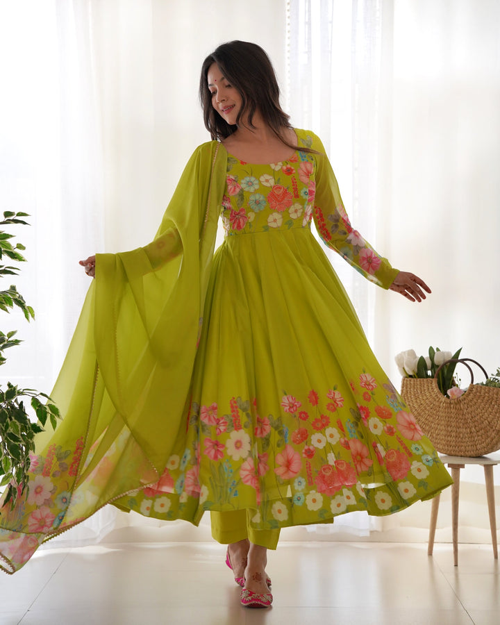 Amiable Round Flair Party Wear South Gown for girls