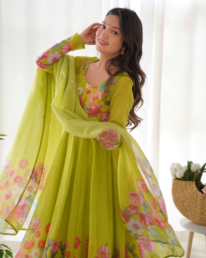 Amiable Round Flair Party Wear South Gown for girls