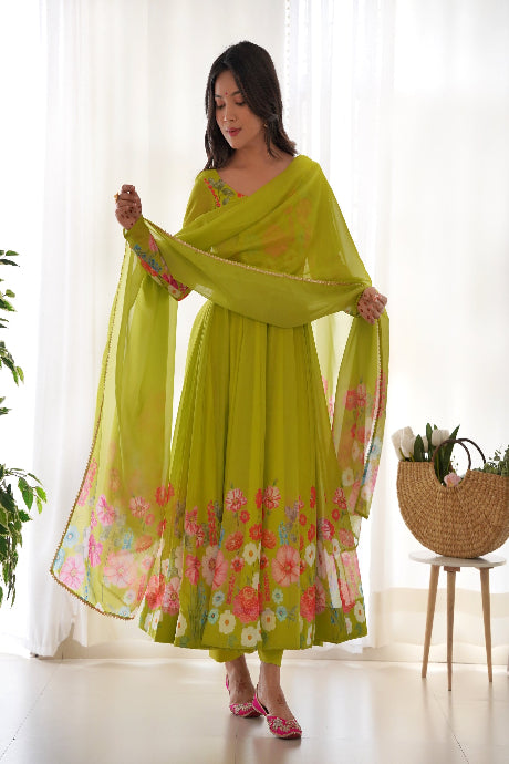 Amiable Round Flair Party Wear South Gown for girls