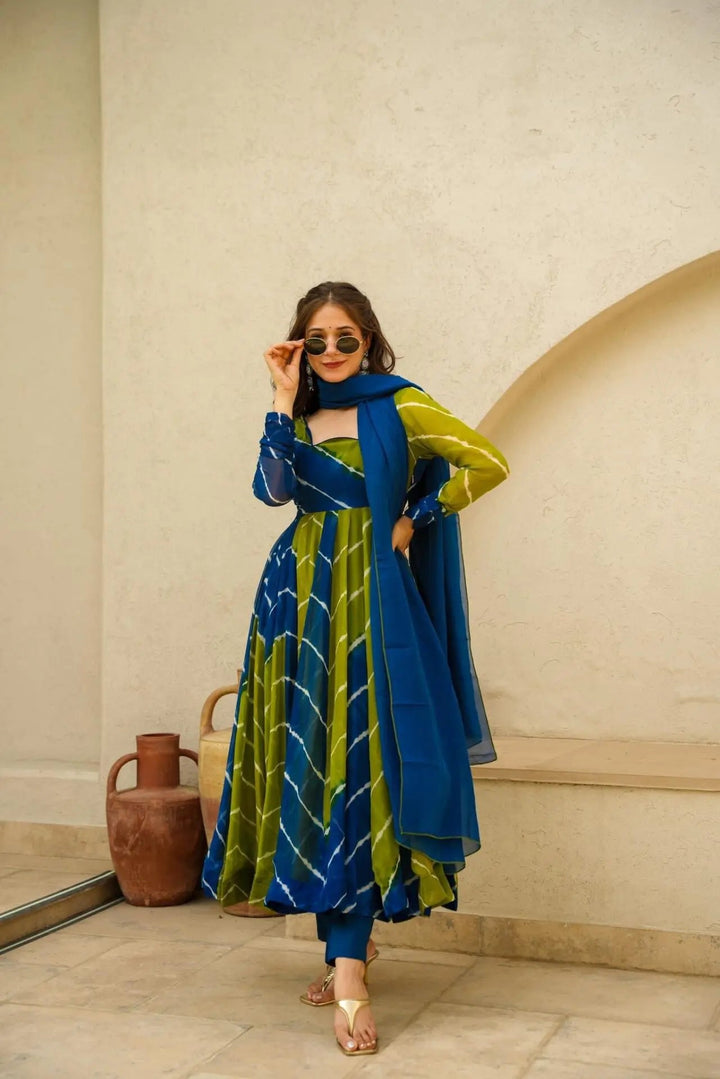 Amiable Round Flair Silk Party Wear Gown for girls