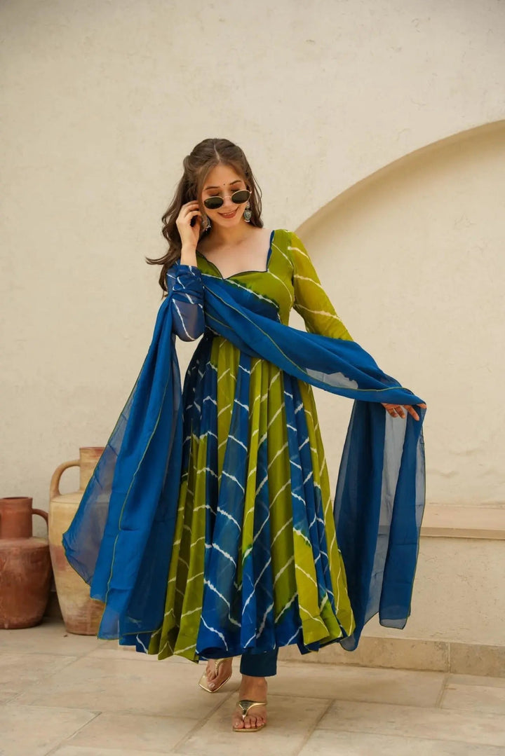 Amiable Round Flair Silk Party Wear Gown for girls