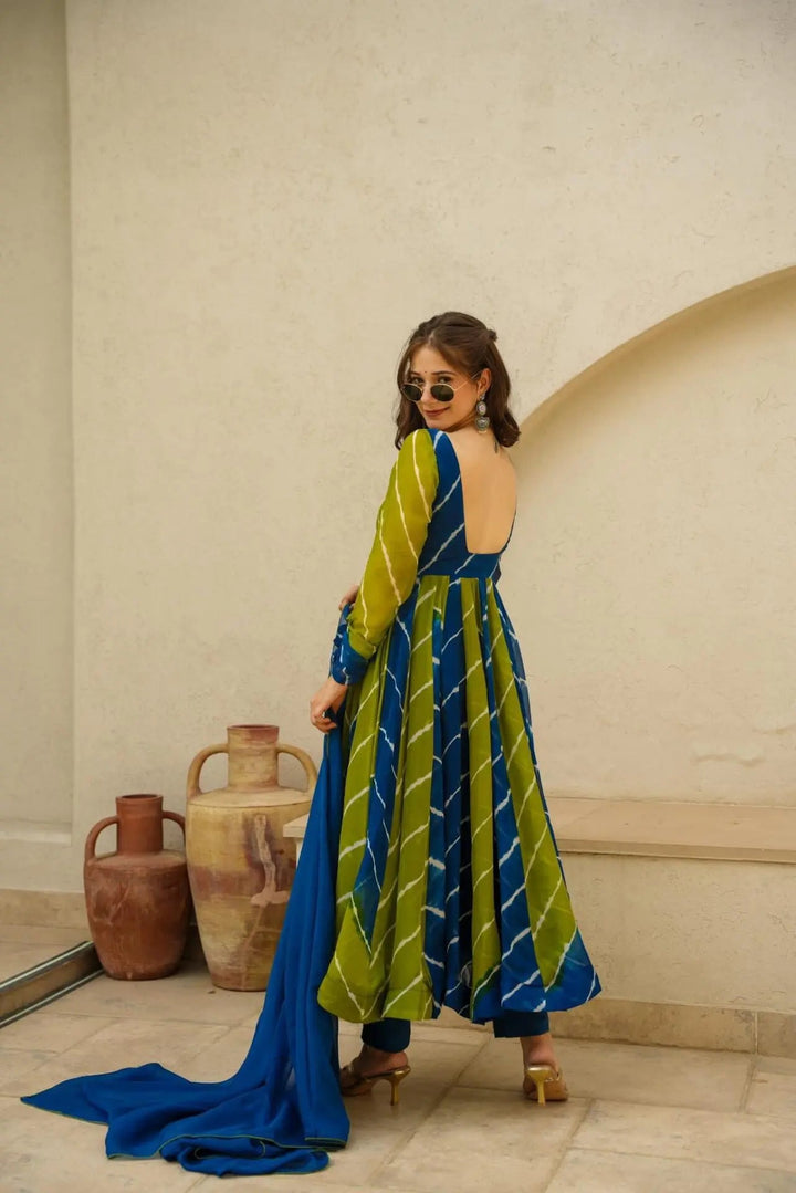 Amiable Round Flair Silk Party Wear Gown for girls