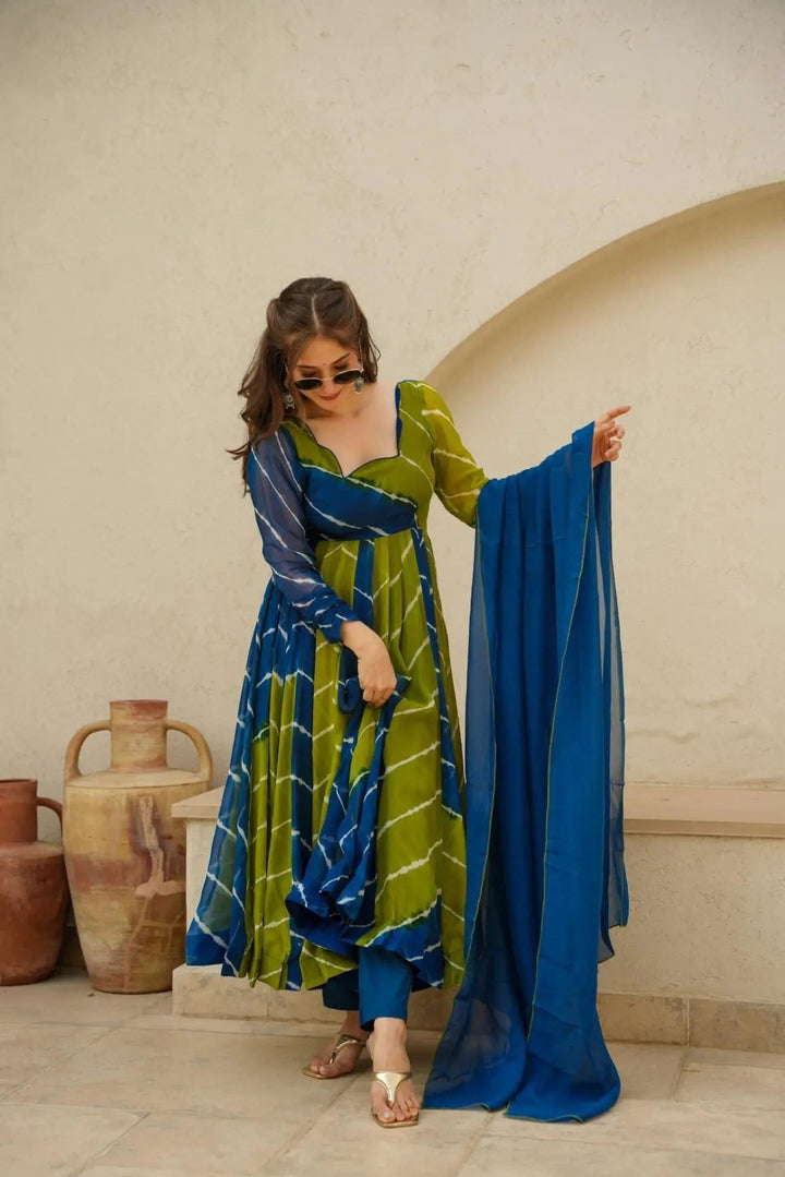 Amiable Round Flair Silk Party Wear Gown for girls