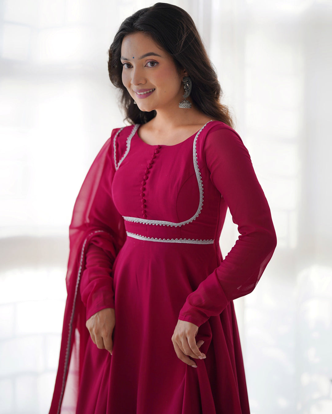 Amazing Hand Embroidery Work Round Flair Gown for girls