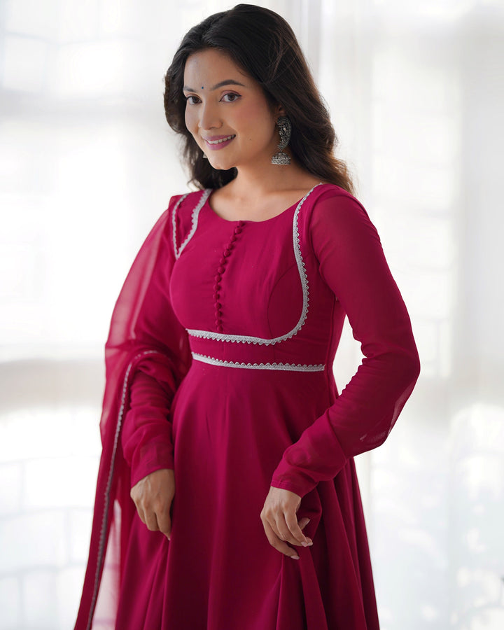 Amazing Hand Embroidery Work Round Flair Gown for girls