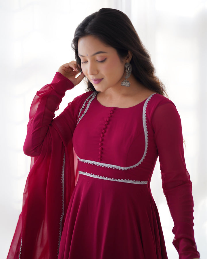 Amazing Hand Embroidery Work Round Flair Gown for girls
