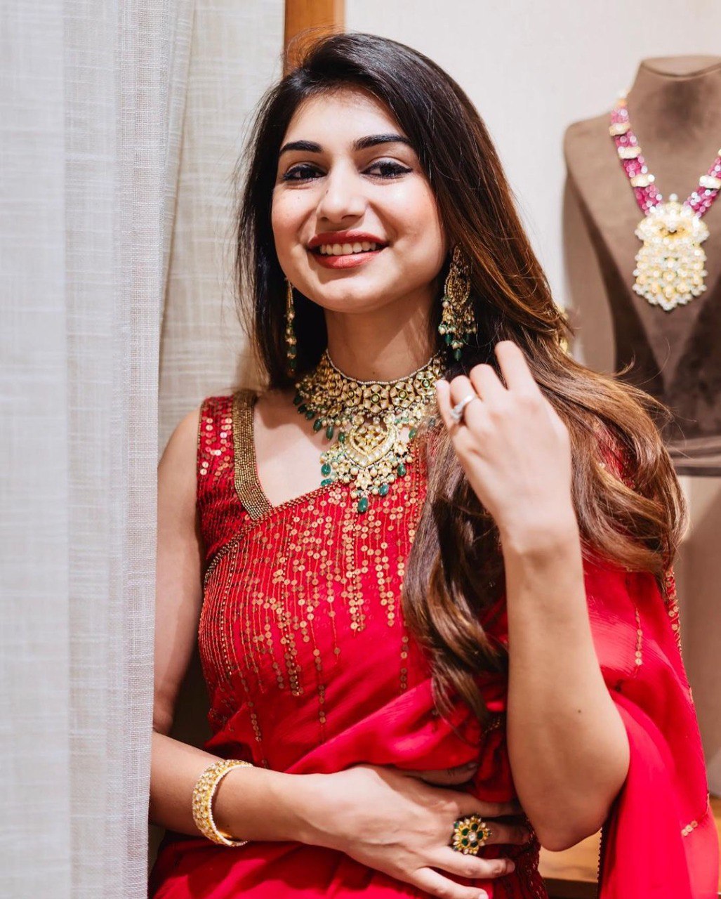 red Color Soft Art Silk Embroidery Work saree for women