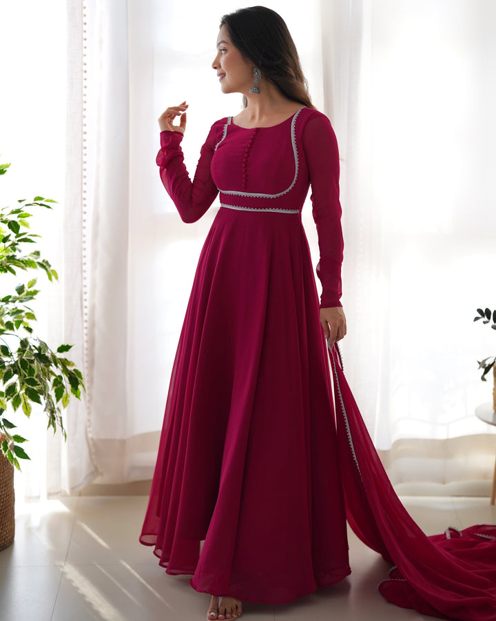 Amazing Hand Embroidery Work Round Flair Gown for girls