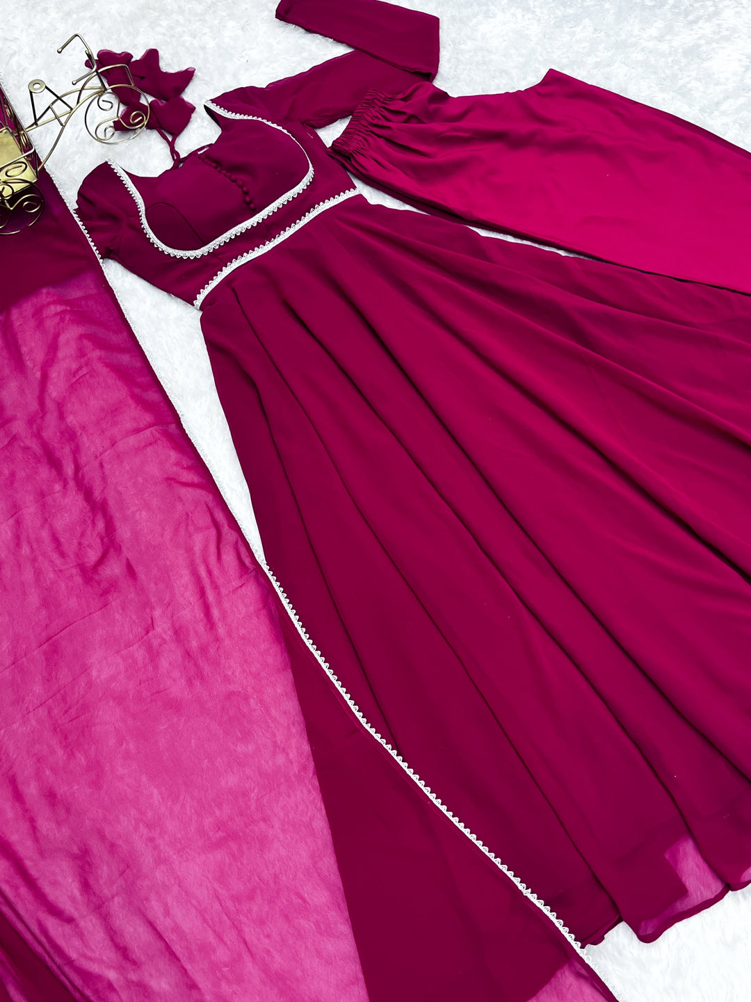 Amazing Hand Embroidery Work Round Flair Gown for girls