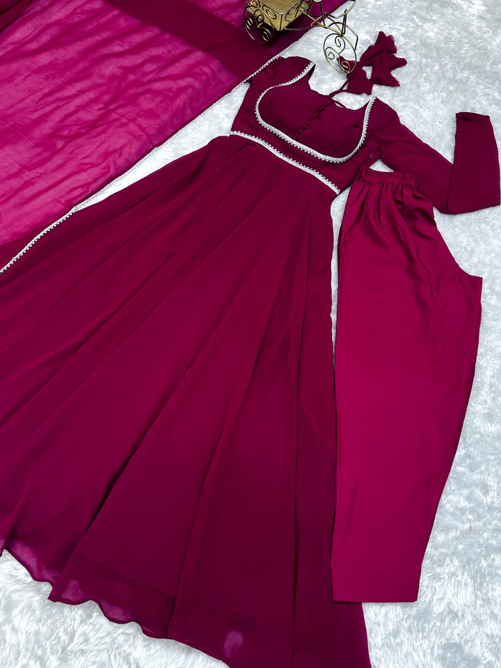 Amazing Hand Embroidery Work Round Flair Gown for girls
