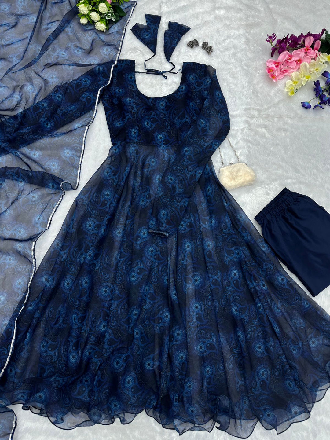 Amazing Round Anarkali Flair Silk Gown for girls