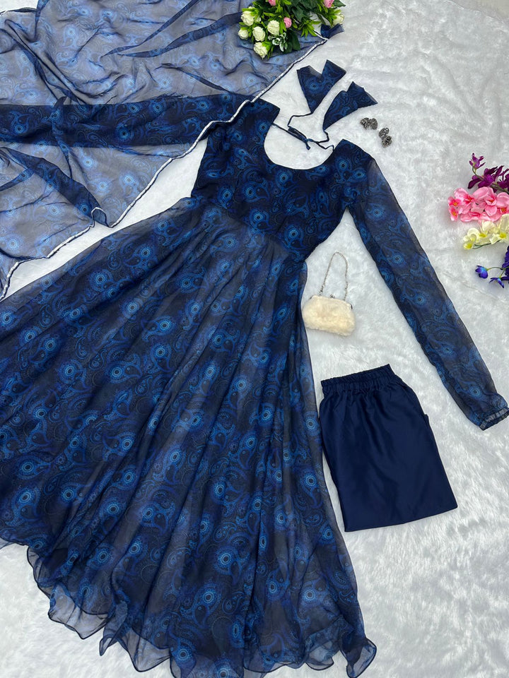 Amazing Round Anarkali Flair Silk Gown for girls