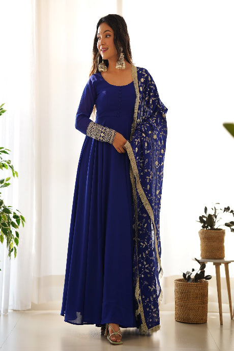 Alluring Shihing Embroidery Work Gown Online for girls