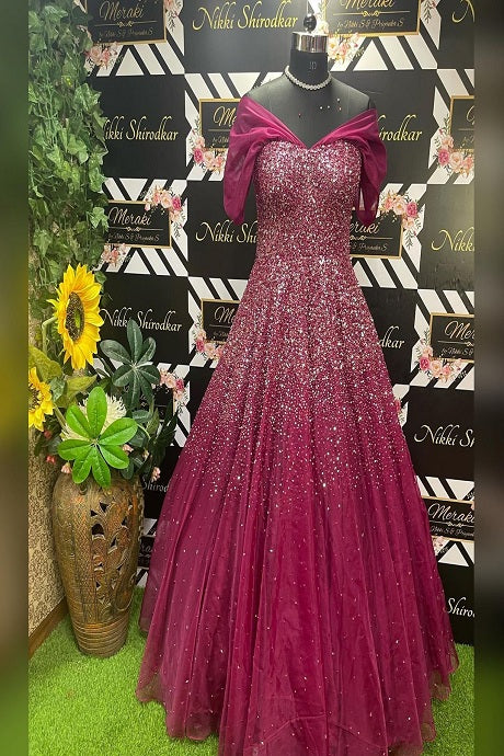 Admirable Work Stylish Multi Printed Gown for girls