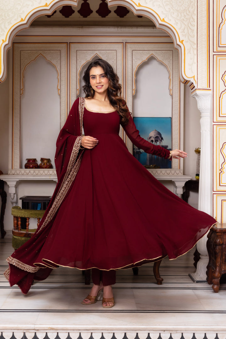 Alluring Embroidery Work Chikankari Gown for girls