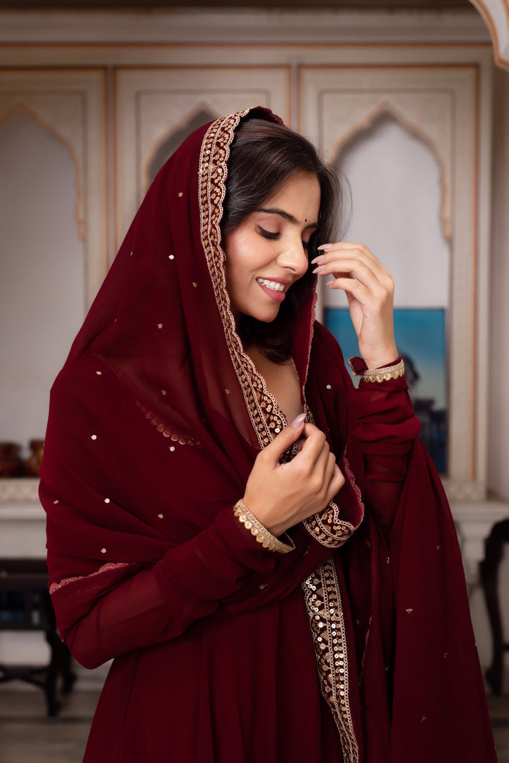 Alluring Embroidery Work Chikankari Gown for girls