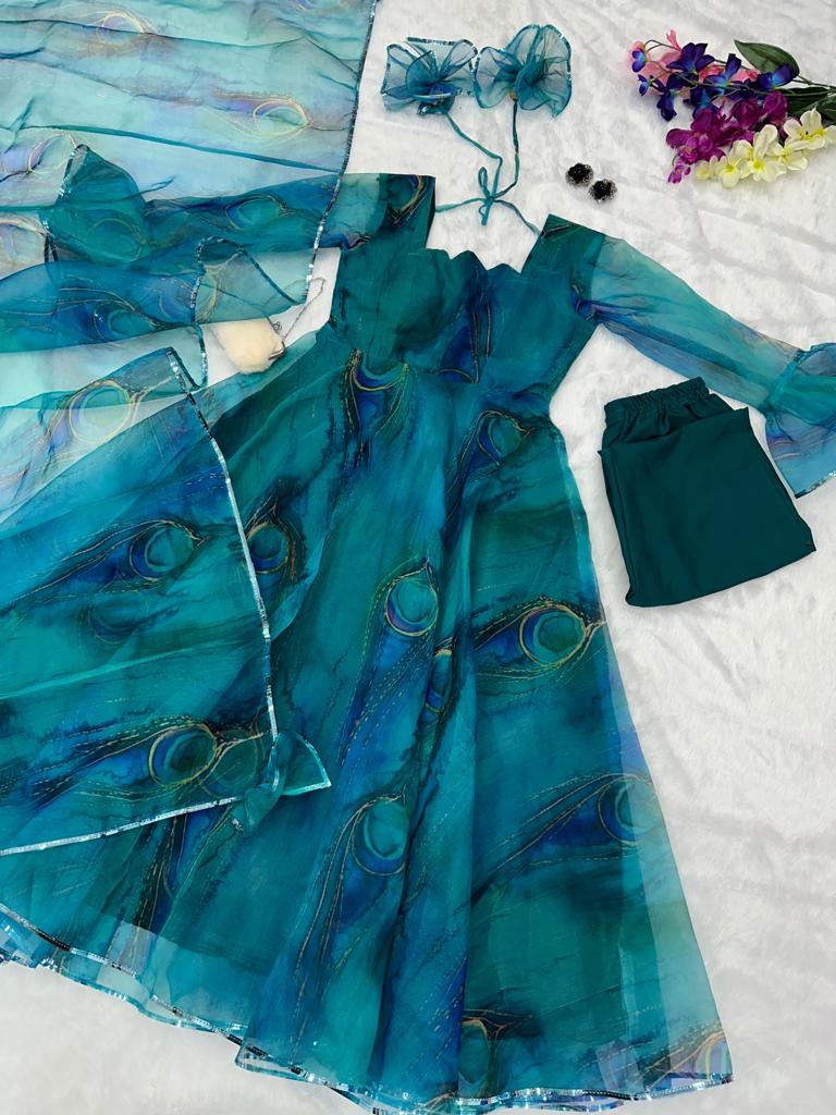 Admiring Heavy Work Designer Gown for girls