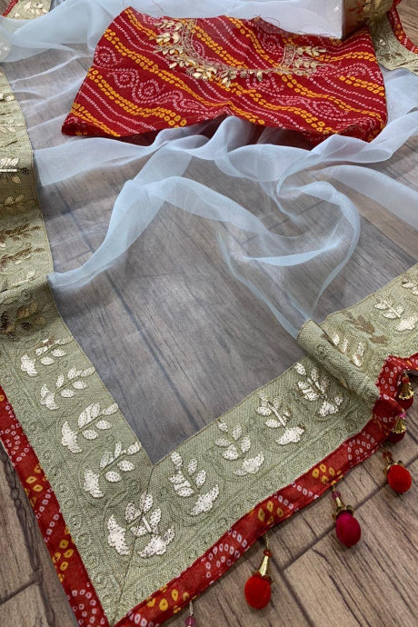 Designer Beautiful light grey Silk sarees for women