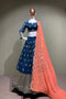 blue color Designer Jardoshi Work Party Wear Lehenga Design For Bride