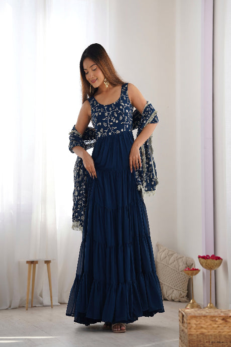 Admirable Embrodirey Work Stylish Party Wear Gown for girls