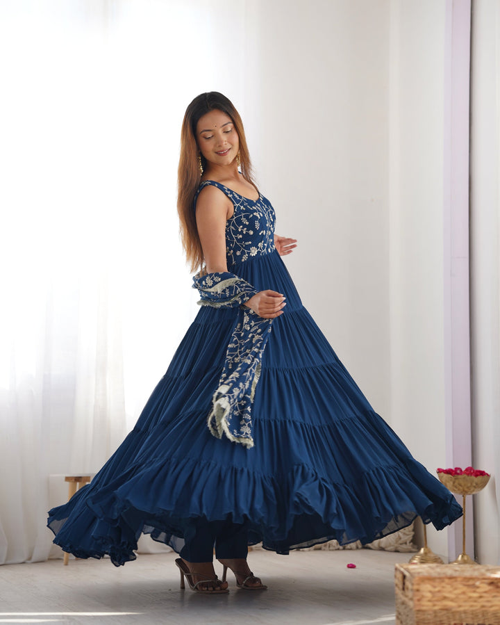 Admirable Embrodirey Work Stylish Party Wear Gown for girls