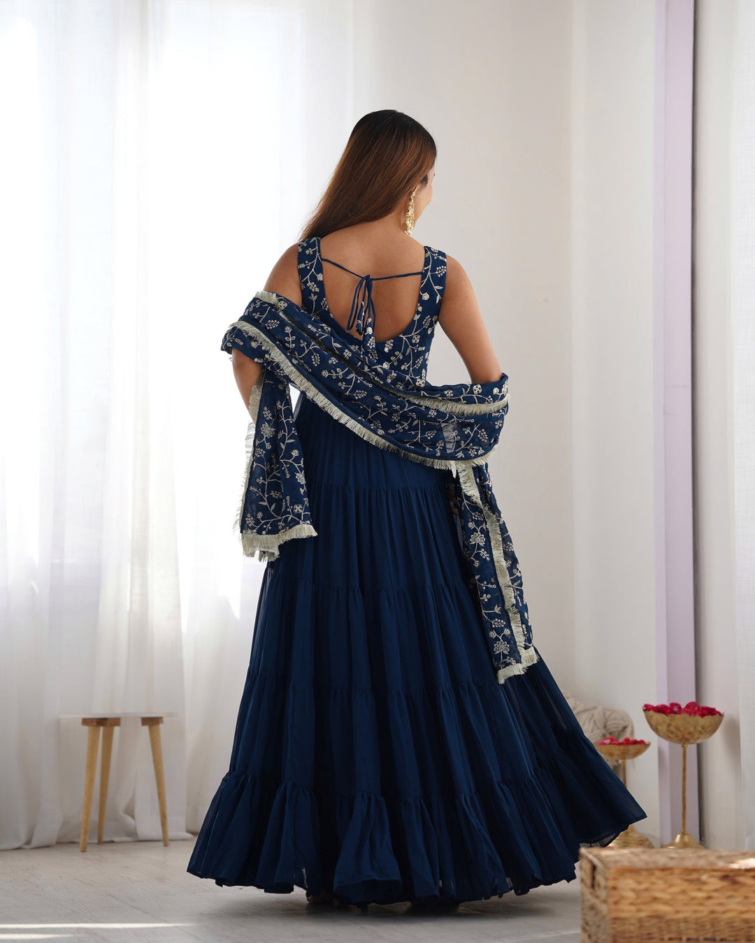 Admirable Embrodirey Work Stylish Party Wear Gown for girls