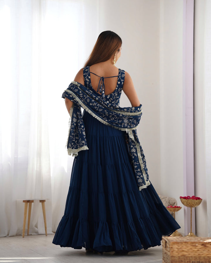 Admirable Embrodirey Work Stylish Party Wear Gown for girls