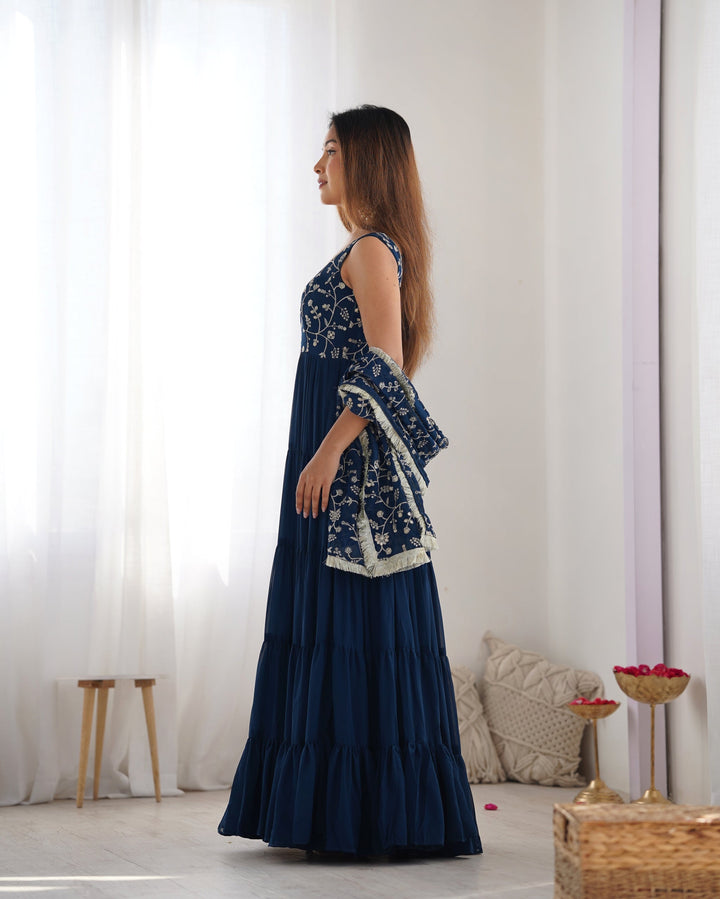 Admirable Embrodirey Work Stylish Party Wear Gown for girls