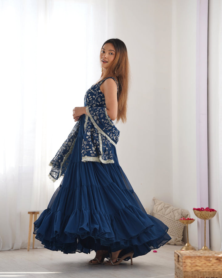 Admirable Embrodirey Work Stylish Party Wear Gown for girls