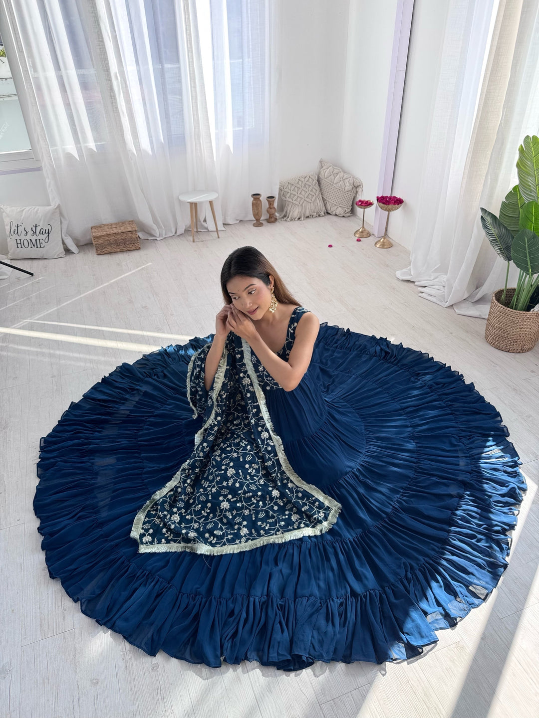 Admirable Embrodirey Work Stylish Party Wear Gown for girls