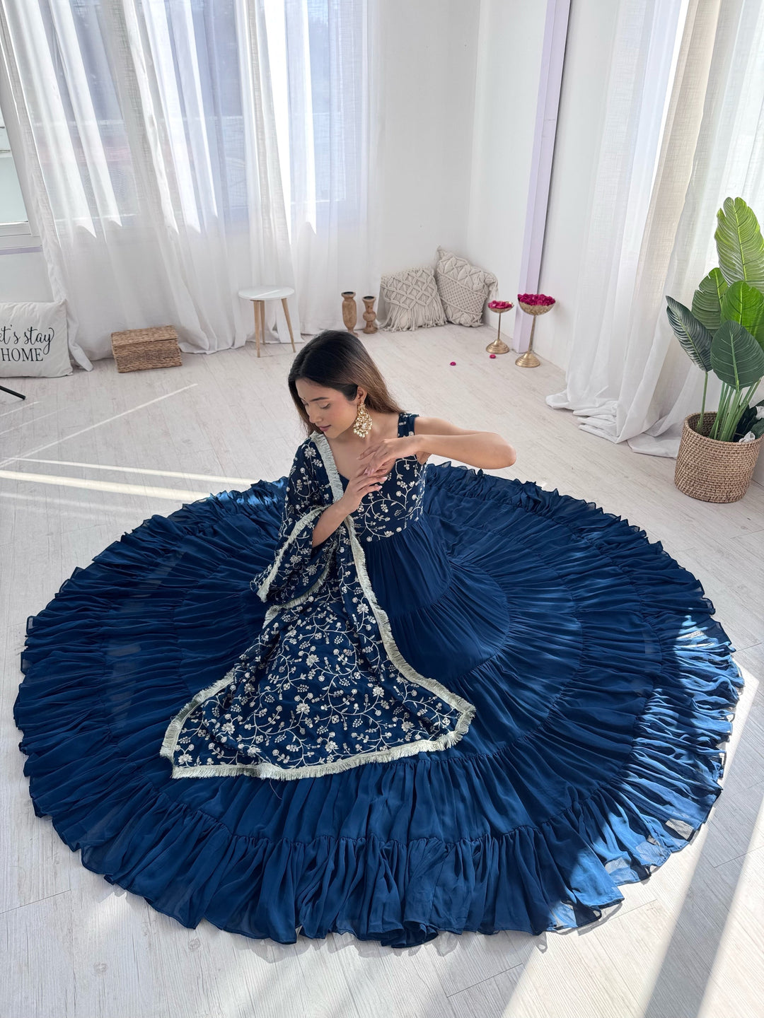 Admirable Embrodirey Work Stylish Party Wear Gown for girls