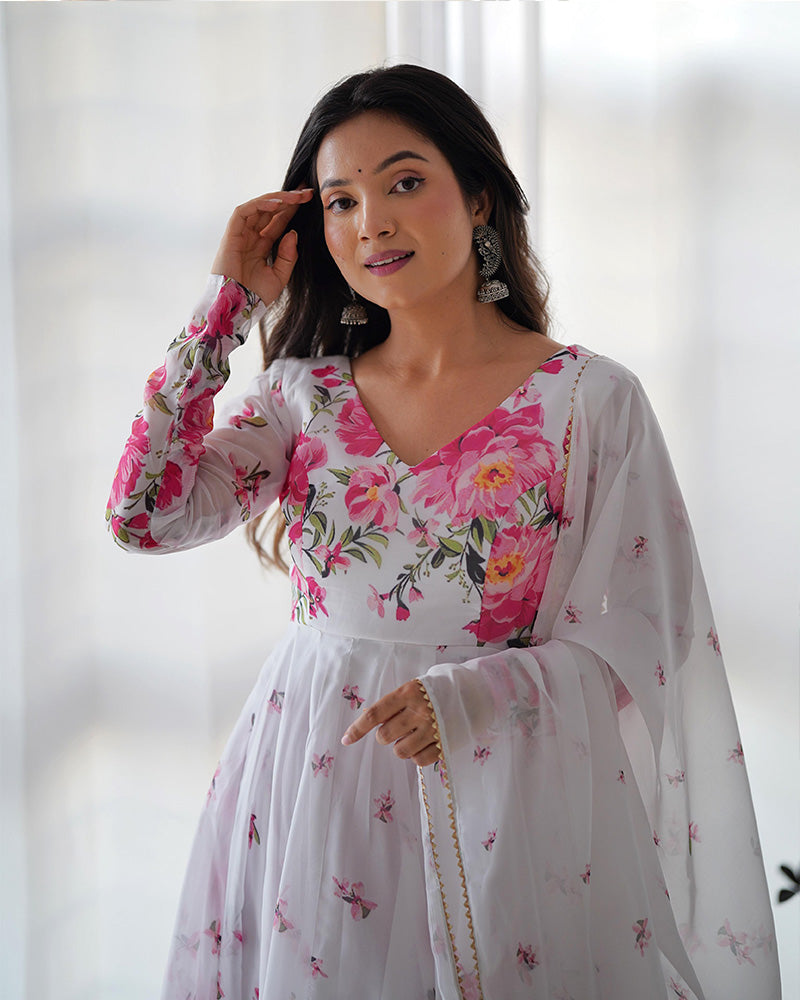 Admirable Designer Border Work Fancy Gown Pair for girls