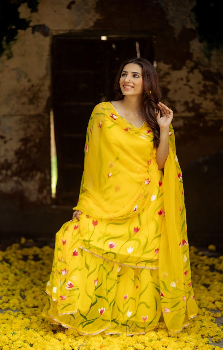 Yellow Color Mirror Party Wear Trendy Suits Designs