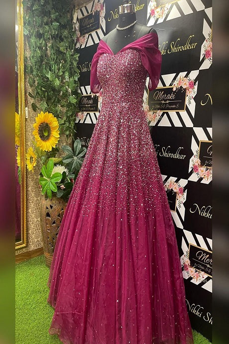 Admirable Work Stylish Multi Printed Gown for girls