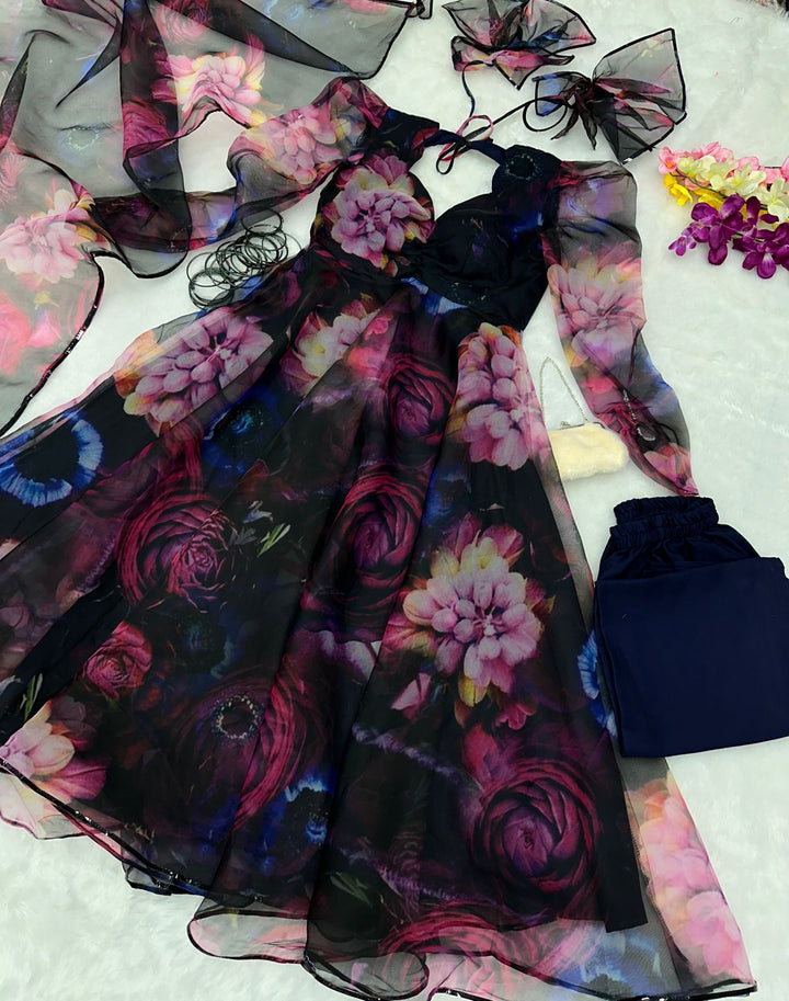 Admirable Designer Heavy Work N Printed Gown for girls