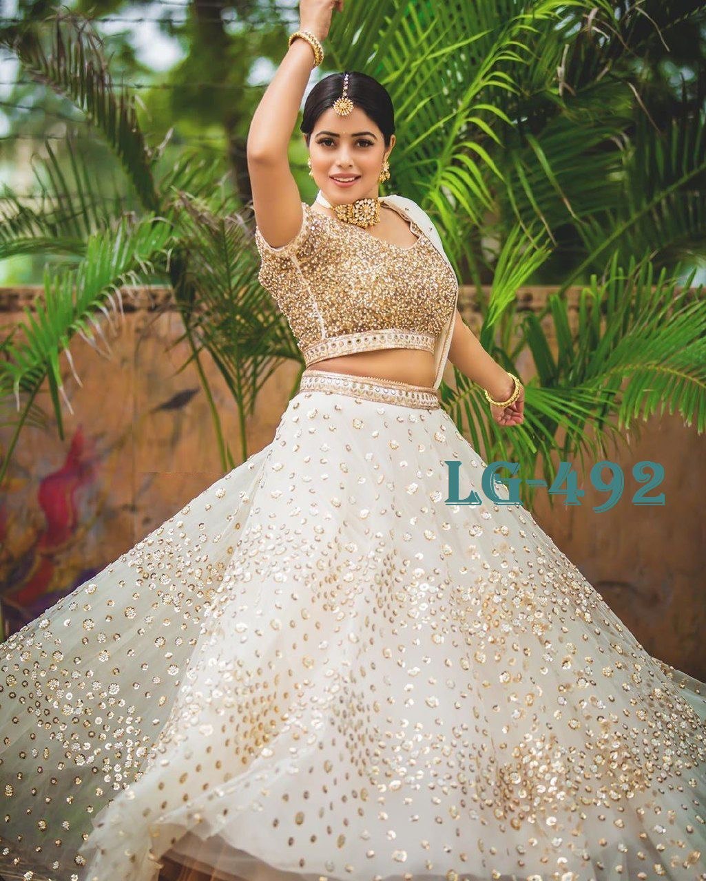 white color Embroidery Work Lehenga Choli For Girls