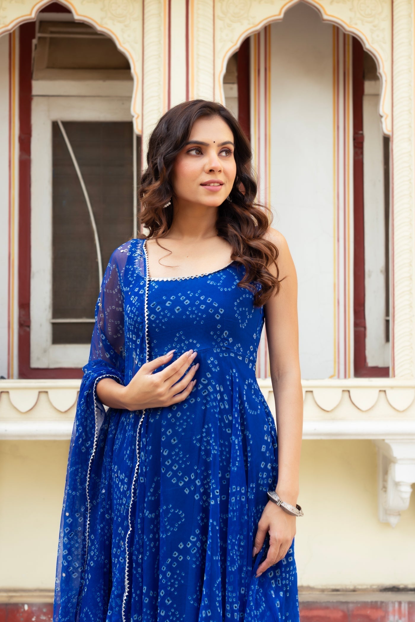 Adorning Designer Heavy Printed Embroidery Work Gown for girls