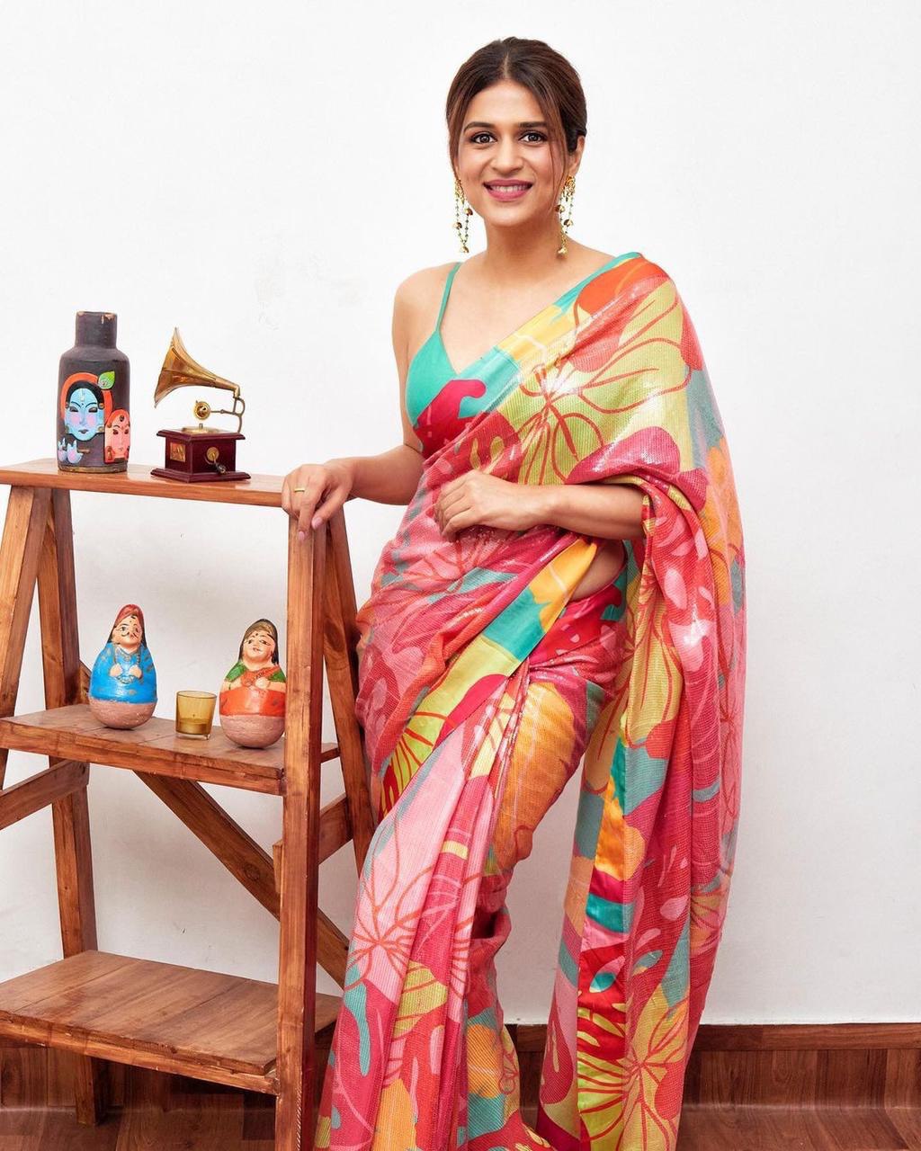 Unique Tapeta Silk Designer Pure Silk Jardoshi Work multi color saree for women