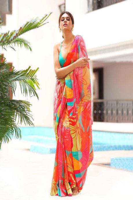 Unique Tapeta Silk Designer Pure Silk Jardoshi Work multi color saree for women