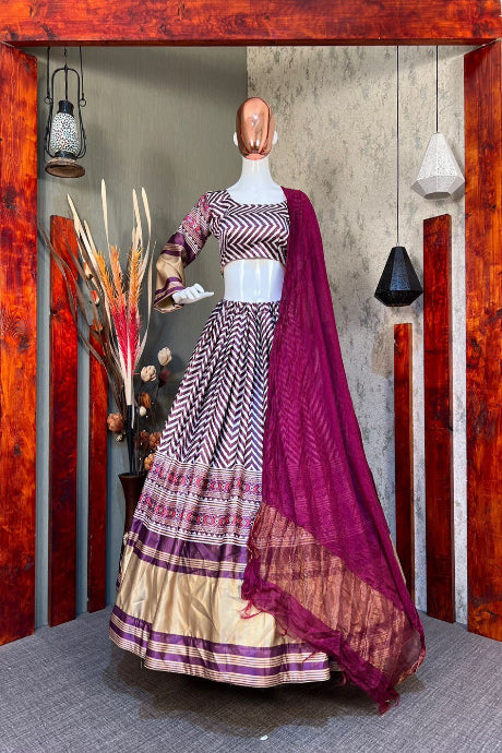 Attractive Party Wear Tapeta Silk multi color Lehenga Choli for girls
