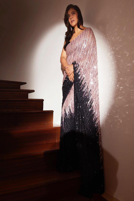 multi color Embroidered Net saree for women