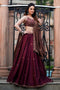 Blissful Designer Mirror Work maroon Color Lehenga Design for bride
