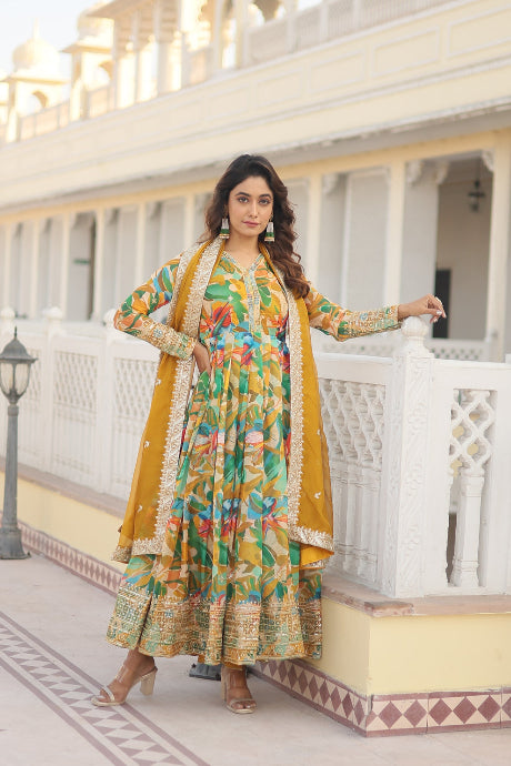Latest Designer Fancy Online Gown with dupta