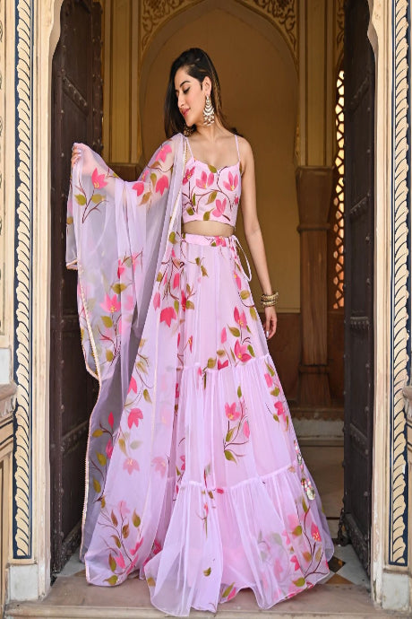 Attractive light Pink Color Heavy Sequvnce Work Lehenga Choli Bride