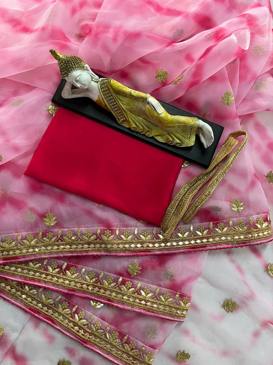 multi Color Organza Silk Embroidery Work saree for women