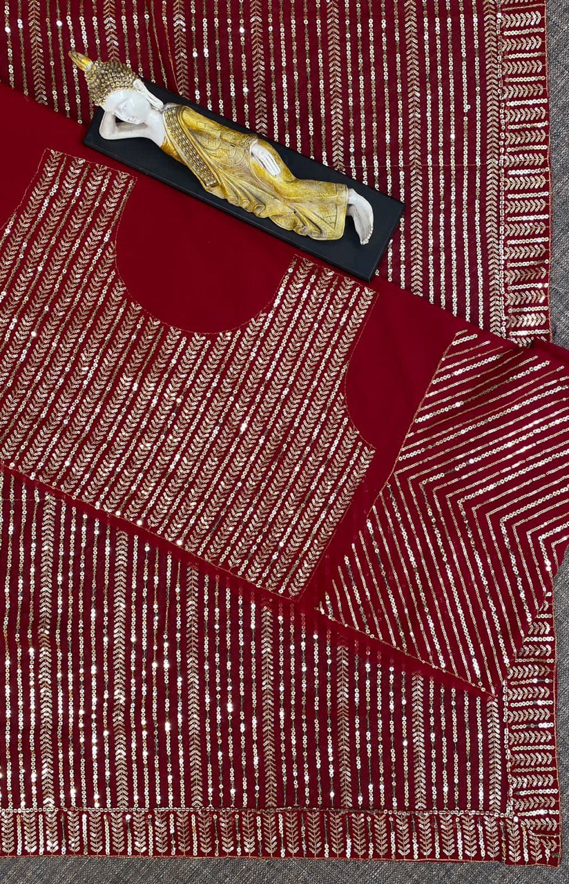 Trendy Bollywood Style light red color Heavy Work saree for women