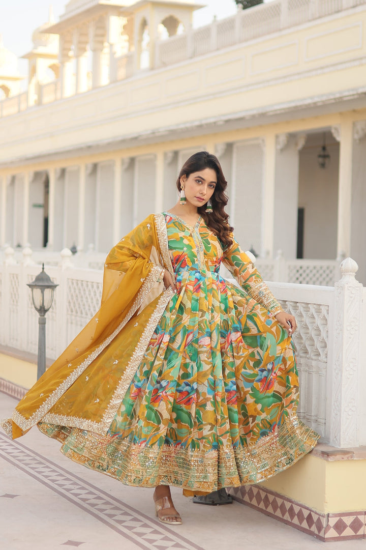 Latest Designer Fancy Online Gown with dupta