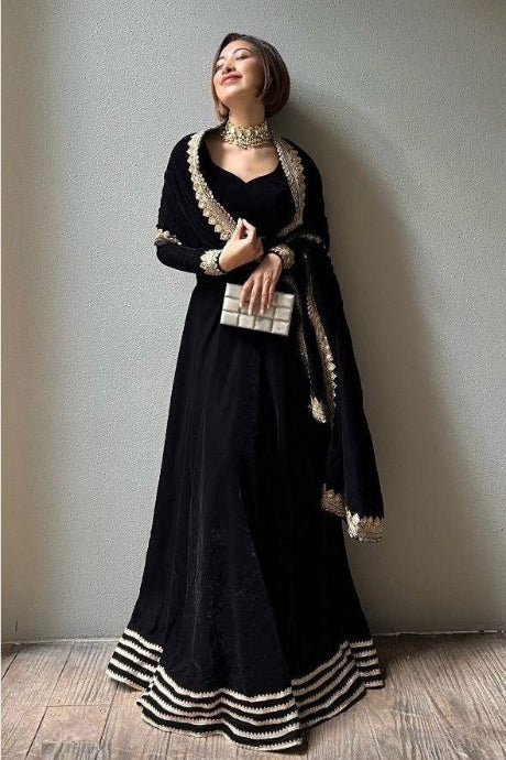Attractive Silk Designer black color Lehenga choli for girls