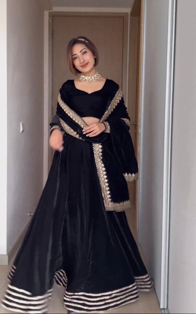Attractive Silk Designer black color Lehenga choli for girls
