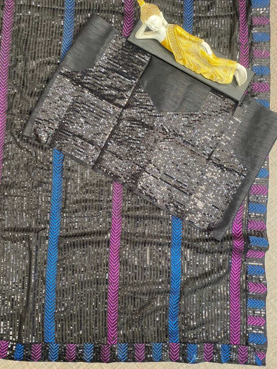 Fancy multi Color Shining Silk saree for women